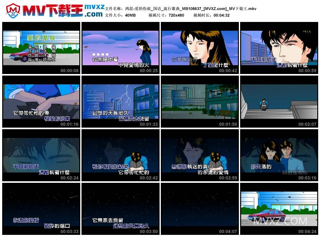 鸿晨-爱的伤痕_国语_流行歌曲_MB108637